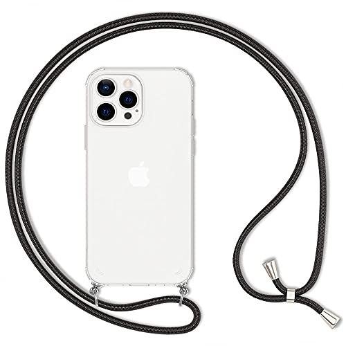 Kaliroo Necklace Case kompatibel mit iPhone 13 PRO Hülle, Transparente Schutzhülle mit Kette Slim Hardcase mit Umhänge-Band, Clear Phone Cover Etui Durchsichtige Handy-Tasche & Kordel, Farbe:Schwarz Kaliroo Necklace Case kompatibel mit iPhone 13 PRO Hülle, Transparente Schutzhülle mit Kette Slim Hardcase mit Umhänge-Band, Clear Phone Cover Etui Durchsichtige Handy-Tasche & Kordel, Farbe:Schwarz von Kaliroo