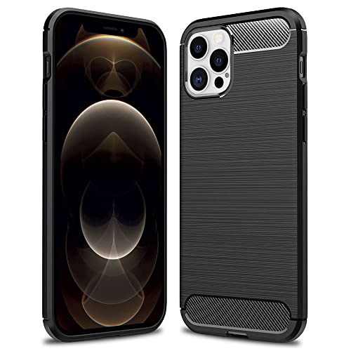 Kaliroo Schutzhülle kompatibel mit iPhone 12 PRO MAX Hülle, Carbon Design Case Stoßfeste Silikon Handyhülle Soft Cover Dünn, Ultra-Slim Phone Backcover Handy-Tasche Bumper TPU Etui Flexibel - Schwarz von Kaliroo