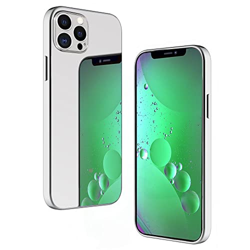 Kaliroo Spiegel Glashülle kompatibel mit iPhone 13 PRO MAX Hülle, Echter Spiegeleffekt Reflektierendes Hartglas Kratzfest Leicht, 9H Tempered Glass & Silikon-Rahmen, Selfie Mirror Hardcase - Silber von Kaliroo