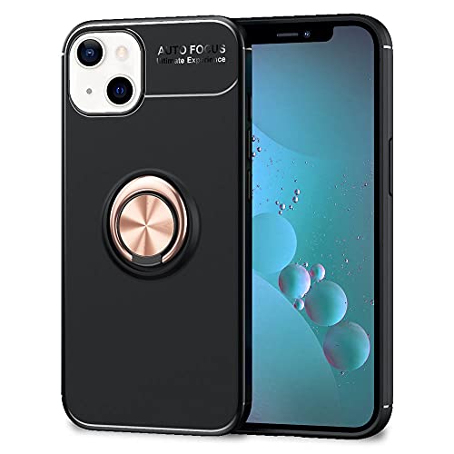 Kaliroo Standfunktion Ringhülle kompatibel mit iPhone 13 Mini Hülle, 360-Grad Drehbahrer Ring Finger-Halter & für KFZ-Halterung, Matt-Schwarze Silikon Schutzhülle Robust rutschfest, Farbe:Rose Gold von Kaliroo