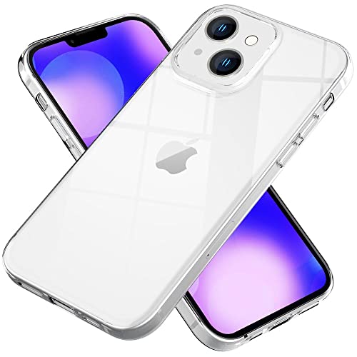 Kaliroo Transparente Silikonhülle kompatibel mit iPhone 14 Hülle, Durchsichtig Anti-Gelb Kristall-Klar Stoßfest Robust, Crystal Clear Case Silikon Handyhülle Soft Cover, Dünne Schutzhülle Kratzfest von Kaliroo