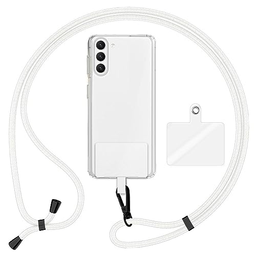 Kaliroo Universal Umhängeband mit 2 Pads & Metall Karabiner-Haken (matt schwarz), Verstellbare Crossbody Handy-Kette 160cm für Handyhülle, Lanyard für Smartphone Schlüssel Ausweise, Farbe:Weiß von Kaliroo