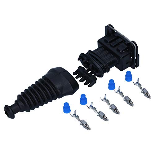 Kalitec KALI-1304B JPT Buchsenset 4-polig 0,5-1,0 mm² schwarz | Gummitülle, Buchsengehäuse Typ A mit Verriegelungsfeder, Kontakte und Dichtungen IP54 I Buchse Set für Auto 24V DC von Kalitec