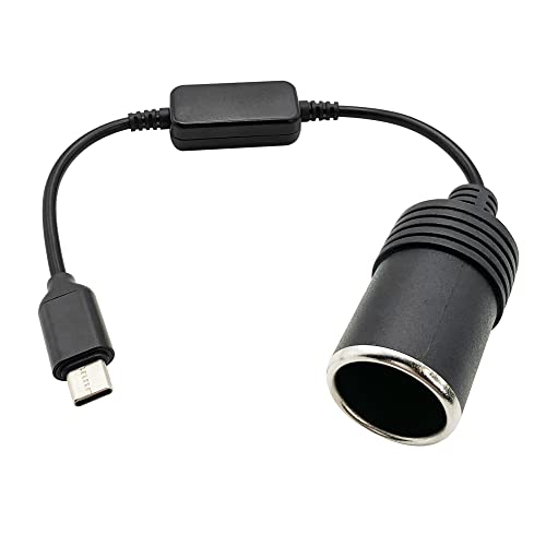 Kallaudo USB-C-Stecker auf 12 V Auto-Zigarettenanzünder-Buchse, Konverterkabel, 3,5 m, USB C auf Zigarettenanzünder-Adapter für Dashcam, GPS von Kallaudo