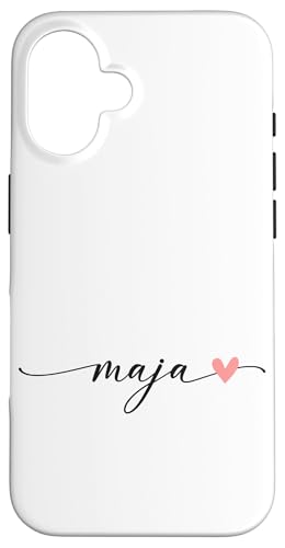 Maja Name Vorname Kalligrafie Herzlinie Weiss Pastell Rosa Hülle für iPhone 16 Maja Name Vorname Kalligrafie Herzlinie Weiss Pastell Rosa Hülle für iPhone 16 von Kalligrafie Personalisierte Vornamen