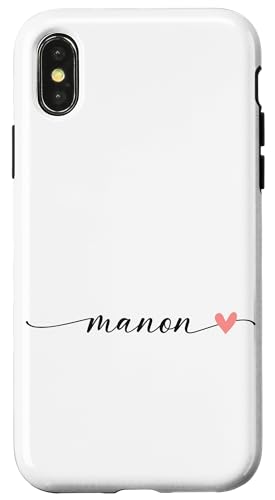Manon Name Vorname Kalligrafie Herzlinie Weiss Pastell Rosa Hülle für iPhone X/XS Manon Name Vorname Kalligrafie Herzlinie Weiss Pastell Rosa Hülle für iPhone X/XS von Kalligrafie Personalisierte Vornamen