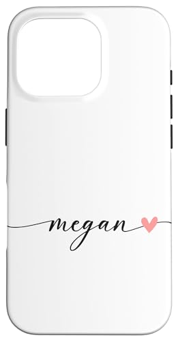 Megan Name Vorname Kalligrafie Herzlinie Weiss Pastell Rosa Hülle für iPhone 16 Pro Megan Name Vorname Kalligrafie Herzlinie Weiss Pastell Rosa Hülle für iPhone 16 Pro von Kalligrafie Personalisierte Vornamen
