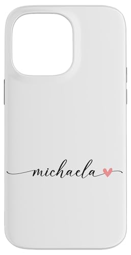 Michaela Name Vorname Kalligrafie Herzlinie Weiß Pastellrosa Hülle für iPhone 14 Pro Max Michaela Name Vorname Kalligrafie Herzlinie Weiß Pastellrosa Hülle für iPhone 14 Pro Max von Kalligrafie Personalisierte Vornamen