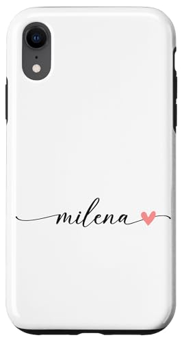 Milena Name Vorname Kalligrafie Herzlinie Weiss Pastell Rosa Hülle für iPhone XR Milena Name Vorname Kalligrafie Herzlinie Weiss Pastell Rosa Hülle für iPhone XR von Kalligrafie Personalisierte Vornamen