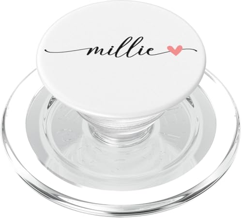 Millie Name Vorname Kalligrafie Herzlinie Weiss Pastell Rosa PopSockets PopGrip für MagSafe Millie Name Vorname Kalligrafie Herzlinie Weiss Pastell Rosa PopSockets PopGrip für MagSafe von Kalligrafie Personalisierte Vornamen