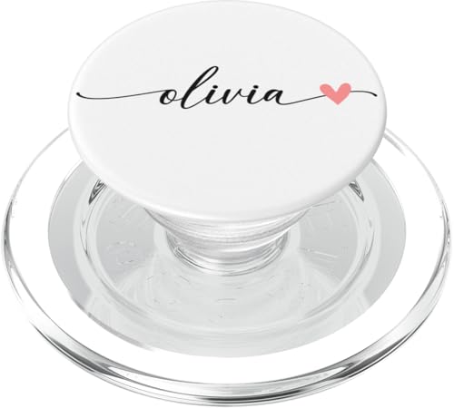 Olivia Name Vorname Kalligrafie Herzlinie Weiss Pastell Rosa PopSockets PopGrip für MagSafe Olivia Name Vorname Kalligrafie Herzlinie Weiss Pastell Rosa PopSockets PopGrip für MagSafe von Kalligrafie Personalisierte Vornamen