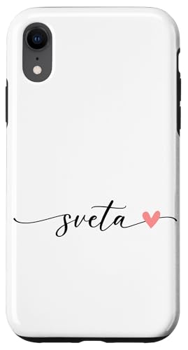 Sveta Name Vorname Kalligrafie Herzlinie Weiss Pastell Rosa Hülle für iPhone XR Sveta Name Vorname Kalligrafie Herzlinie Weiss Pastell Rosa Hülle für iPhone XR von Kalligrafie Personalisierte Vornamen