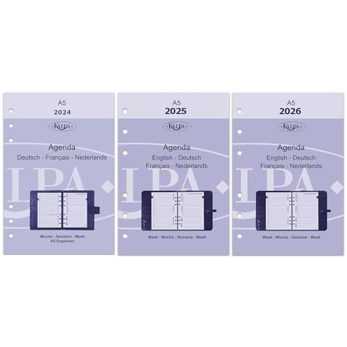 Kalpa 6 Ringbuch Agenda Nachfüllen Personal Organizer Terminplaner Einlage Kalendereinlage, 2024 2025 2026, A5, 1 Woche auf 2 Seiten von Kalpa