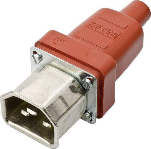 Kalthoff 444010 Warmgeräte-Steckverbinder 444 Stecker, gerade Gesamtpolzahl: 2 + PE 16A Rot, Metall von Kalthoff