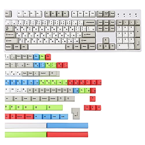 194 Tasten/Set Cherry Profile Mehrfarbige Tastenkappen, PBT-Farbstoff-Sublimation, für Tastenkappen, 7U, für mechanische Tastatur mit Enter-Dye-Sublimationstastenkappen von Kalttoy