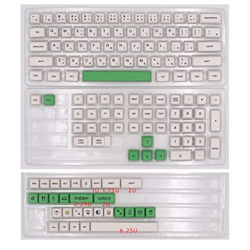 Avocado-Tastenkappen, 137 Tasten, japanische/englische PBT-Tastatur für Tastenkappen, XDA-Profil, Milchgrün, Sublimations-Tastenkappen, PBT-Tastenkappen, 137-teiliges Set für Cherry MX-Schalter, von Kalttoy