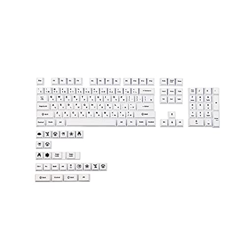 Kalttoy PBT 129Keys Cherry Profile DYE-Sub Japanische Tastenkappe, weißes Thema, geeignet für MX Cherry mechanische Tastatur, japanische Tastenkappe von Kalttoy