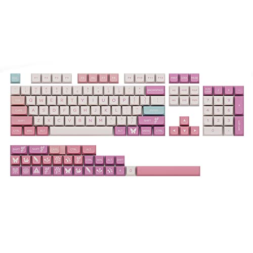 Pinke Tastenkappen mit 133 Tasten, PBT-Tastenkappe, fünfseitig, Sublimation, 133 Tasten, für 61/87/96/98/104/108, mechanische Tastatur, pinkes Design, XDA-Profil, XDA-Profil, XDA-Höhe, 133 Tasten von Kalttoy