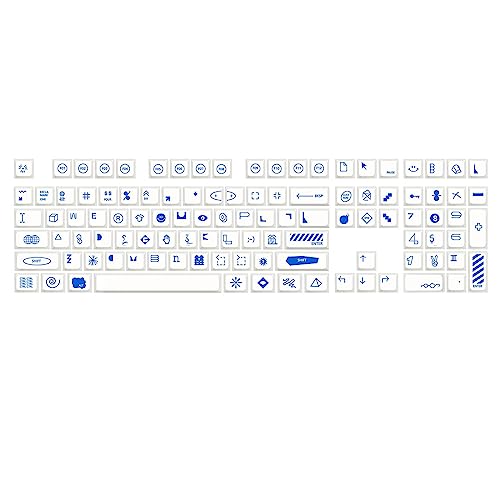 XDA Profil PBT Tastenkappen 108 Tasten Blau Zeichen Muster Für Gaming Mechanische Tastatur DIY Ersatz Tasten Kappen Tastenkappen 108 Tasten/Set XDA Profil Blau Zeichen Thema Tastenkappen Set Für von Kalttoy