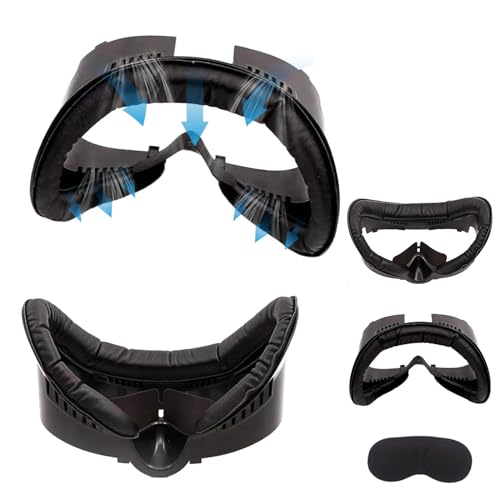 Kamanan VR austauschbare Maskenhalter Ledermaske Verwendet für Meta Quest 3, PU Leder Resilient VR Facial Vent VR Gesichts Interface Halterung Soft Interface Bracket Bequem Weich und Schweißresistent von Kamanan