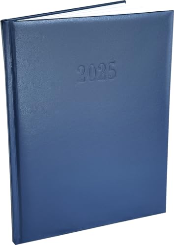 Chefplaner 2025 fast A4 in Lederoptik Terminbuch 2025 Buchkalender 1 Woche 2 Seiten Hardcover Terminplaner 2025 Chefkalender mit Wochenübersicht (Dunkelblau) von Kamber Office