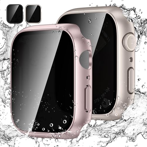 [2Stück] Kamita Privatsphäre Hülle für Apple Watch Series SE/6/5/4 40mm Schutzhülle mit Hartglas Displayschutzfolie, Wasserdicht Bumper Case Anti-Spy Gehäuse für iWatch6/iWatch5 (Sternenlicht+Rosa) von Kamita