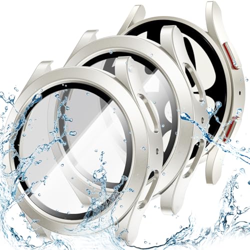 [2Stück] Kamita wasserdichte Hülle Kompatibel mit Samsung Galaxy Watch 6 40mm Schutzhülle mit Displayschutz aus Gehärtetem Glas, Hart PC Rundum Bumper Cover Gehäuse für Galaxy Watch6 (Sternenlicht*2) von Kamita