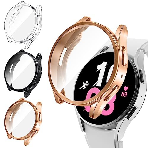 Kamita [3Stück] Hülle Kompatibel mit Samsung Galaxy Watch 6 40mm Schutzhülle, Weiche TPU Vollständige Abdeckung Displayschutz Hülle, Schutz Hüllen für Galaxy Watch6 (Klar+Schwarz+Rosegold) von Kamita