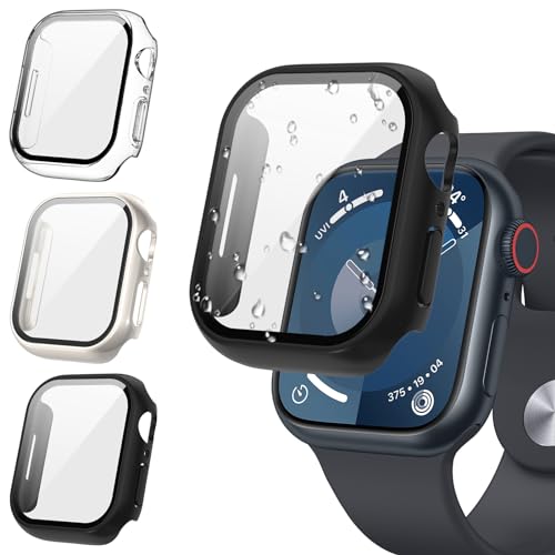 [3Stück] Kamita Hülle für Apple Watch Series SE 2023/6/5/4 40mm Schutzhülle mit Hartglas Displayschutzfolie, Hart PC Bumper Case Voller Körper Gehäuse für iWatch6/iWatch5 (Klar+Sternenlicht+Schwarz) von Kamita