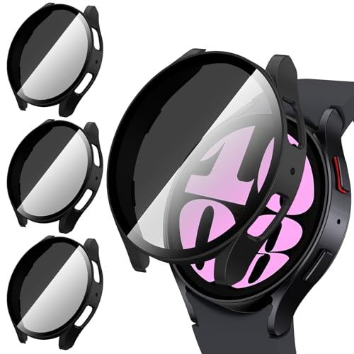 [3Stück] Kamita Privatsphäre Hülle für Samsung Galaxy Watch 6 40mm Schutzhülle mit Hartglas Displayschutzfolie,PC Bumper Case Anti-Spy Gehäuse für Galaxy Watch 6（Schwarz*3） von Kamita