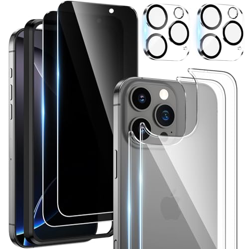 Kamita [2+2+2Stück] Displayschutzfolie aus Gehärtetem Glas für iPhone 16 Pro Max 6.9 Zoll, 2 Vorderseite Anti-Spy Sichtschutzfolie+2 Rückseite Schutzfolie+2 Kameraschutz Folie für iPhone 16 Pro Max von Kamita