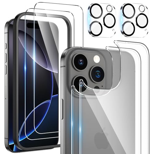 Kamita [2+2+2Stück] Displayschutzfolie aus Gehärtetem Glas für iPhone 16 Pro Max 6.9 Zoll, Klarer Volle Abdeckung Vorder und Rückseite Härteglas Schutzfolie mit Kameraschutz für iPhone 16 Pro Max von Kamita
