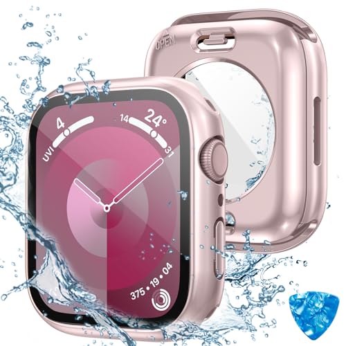 Kamita Wasserdicht Hülle Kompatibel mit Apple Watch 9 8 7 41mm, 2 in 1 Hart PC Bumper Case mit Displayschutz aus Gehärtetem Glas, Rundum Schutz Cover Schutzhülle für iWatch9/iWatch8/iWatch7 (Rosa) Kamita Wasserdicht Hülle Kompatibel mit Apple Watch 9 8 7 41mm, 2 in 1 Hart PC Bumper Case mit Displayschutz aus Gehärtetem Glas, Rundum Schutz Cover Schutzhülle für iWatch9/iWatch8/iWatch7 (Rosa) von Kamita