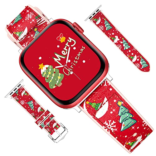 Kamita Weihnachten Ersatzarmband Kompatibel mit Apple Watch Armband 41mm 40mm 38mm, Silikon Einstellbar Armbänder Xmas Uhrenarmbänder Ersatzarmbänder für iWatch Series 9 SE 8 7 6 5 4 3 (Schneebälle) von Kamita