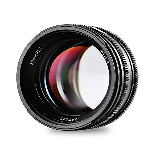 Kamlan 50mm F1.1 APS-C Große Blende Manueller Fixfokus Objektiv, Standard Prime Lens für M4/3 Spiegellose Kameras von Kamlan