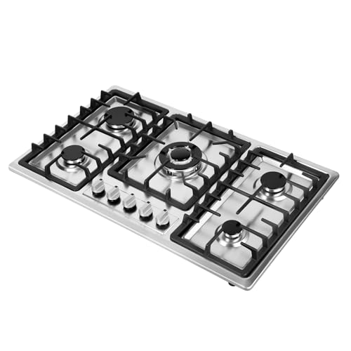 Gasherd Gaskochfeld 5 Flammig, Einbau Edelstahl Kochfelder mit Automatischer Thermoelementschutz für Haushalte und Gaststätten, Erdgas, Silber, 86x51x8cm, 10.25KW Gasherd Gaskochfeld 5 Flammig, Einbau Edelstahl Kochfelder mit Automatischer Thermoelementschutz für Haushalte und Gaststätten, Erdgas, Silber, 86x51x8cm, 10.25KW von Kanbihao