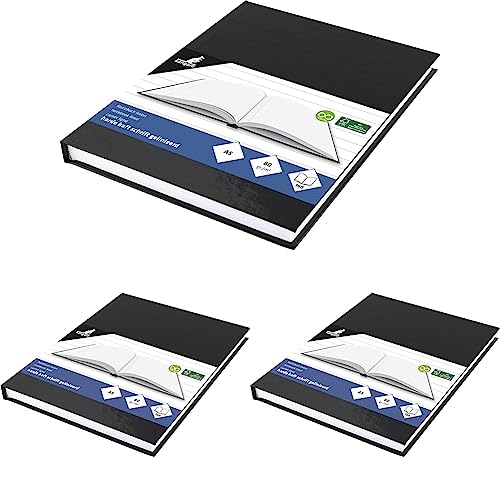 Kangaro Notizbuch A5 hard cover liniert cover schwarz, 80 grams, 80 Seiten liniert mit Seitenlinie K-5519 21.7x15.5x1 (Packung mit 3) von Kangaro
