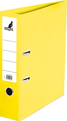 Kangaro PP Kunststoff Ordner 7,5 cm Rückenbreite DIN A4. Farbe Gelb (Ringordner, Aktenordner, Briefordner) von Kangaro