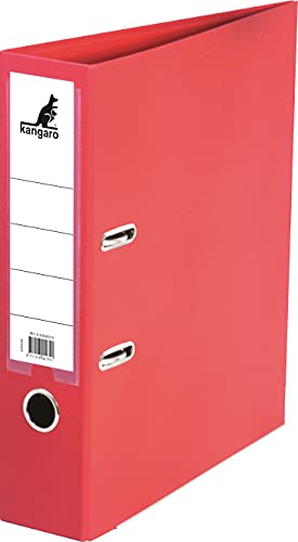 Kangaro PP Kunststoff Ordner 7,5 cm Rückenbreite DIN A4. Farbe Rot (Ringordner, Aktenordner, Briefordner) von Kangaro