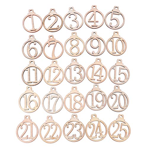 Adventskalender Zahlen Hölzern, Vintage 1-25 Holz Weihnachten Weihnachten Countdown Adventskalender Nummer Geschenkanhänger, Weihnachtskalender Diy Geschenkanhänger für Weihnachten Geburtstag von Kangmeile