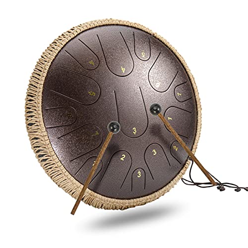Zungentrommel, 14 Zoll 15-Noten D-Ton Percussion Instrument Handpan Hand Drums Tankdrum Mit Trommelschlägeln, Drumsticks, Tutorial Book, Tragetasche, Note Aufkleber, für Erwachsene Kinder Zungentrommel, 14 Zoll 15-Noten D-Ton Percussion Instrument Handpan Hand Drums Tankdrum Mit Trommelschlägeln, Drumsticks, Tutorial Book, Tragetasche, Note Aufkleber, für Erwachsene Kinder von Kangmeile