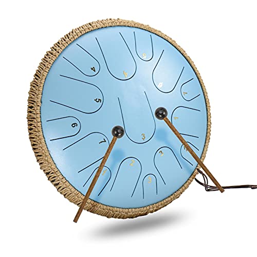 Zungentrommel, 14 Zoll 15-Noten D-Ton Percussion Instrument Handpan Hand Drums Tankdrum Mit Trommelschlägeln, Drumsticks, Tutorial Book, Tragetasche, Note Aufkleber, für Erwachsene Kinder Zungentrommel, 14 Zoll 15-Noten D-Ton Percussion Instrument Handpan Hand Drums Tankdrum Mit Trommelschlägeln, Drumsticks, Tutorial Book, Tragetasche, Note Aufkleber, für Erwachsene Kinder von Kangmeile