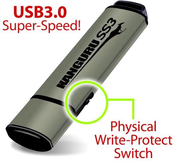 Kanguru 32GB SS3 USB3.0 USB-Stick USB Typ-A 3.2 Gen 1 (3.1 Gen 1) Aluminium (KF3WP-32G) von Kanguru