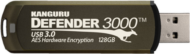 Kanguru Encrypted Defender 3000 - USB-Flash-Laufwerk - verschlüsselt - 128 GB - USB 3.2 Gen 1 - FIPS 140-2 Level 3 - TAA-konform (KDF3000-128G) von Kanguru