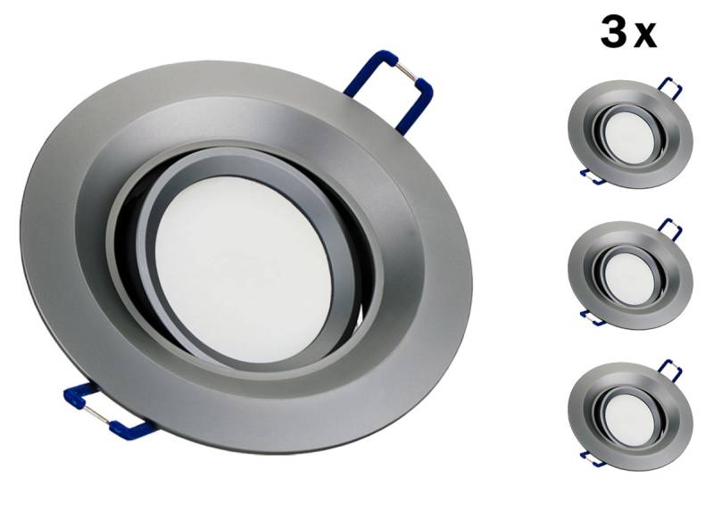 3er LED Einbaustrahler Set GU10 Aluminium rund grau matt mit Marken LED Spot LC Light 3 Watt Glas von LC Light & Kanlux