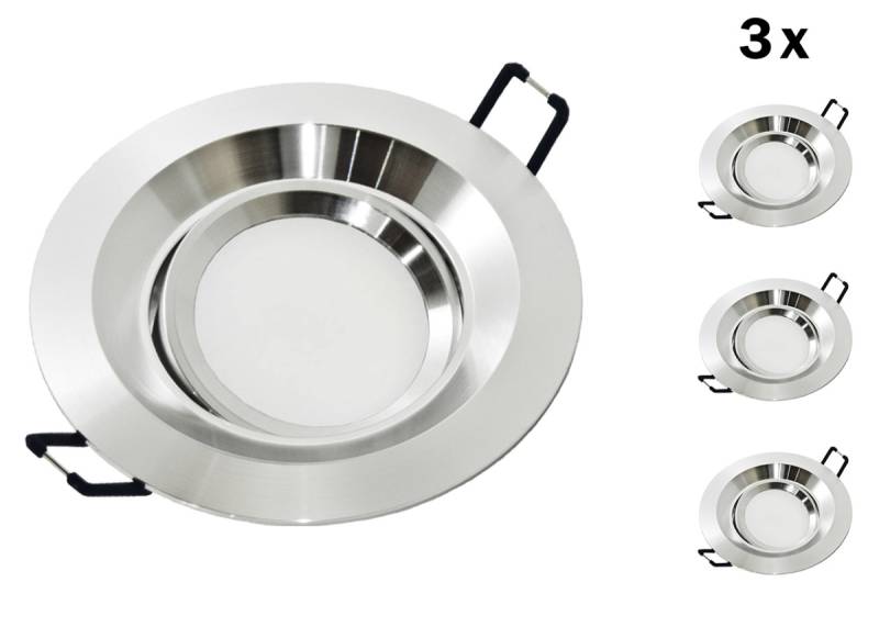 3er LED Einbaustrahler Set GU10 Aluminium rund silber matt mit Marken LED Spot LC Light 3 Watt Glas von LC Light & Kanlux