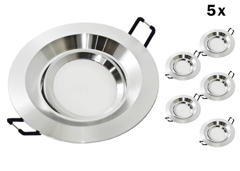 5er LED Einbaustrahler Set GU10 Aluminium rund silber matt mit Marken LED Spot LC Light 3 Watt Glas von LC Light & Kanlux