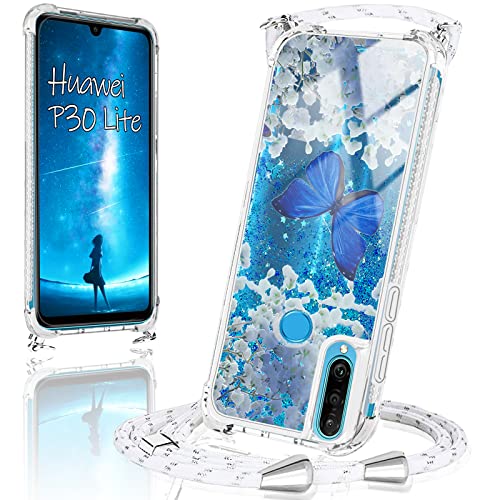 Handykette Handyhülle Case Flüssig Bewegende Treibsand Glitter kompatibel mit Huawei P30 Lite Liquid Cover - Handy-Kette Handy Hülle mit Kordel Umhängen -Band Halsband Lanyard/Necklace Handykette Handyhülle Case Flüssig Bewegende Treibsand Glitter kompatibel mit Huawei P30 Lite Liquid Cover - Handy-Kette Handy Hülle mit Kordel Umhängen -Band Halsband Lanyard/Necklace von Kaply