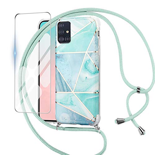 Handykette Handyhülle Kompatibel mit Samsung Galaxy A51 Hülle Marmor Glitzer Necklace Hülle und Panzerglas Schutzfolie Kordel Umhängen Necklace Hülle mit Band Silikon TPU Schutzhülle Handykette Handyhülle Kompatibel mit Samsung Galaxy A51 Hülle Marmor Glitzer Necklace Hülle und Panzerglas Schutzfolie Kordel Umhängen Necklace Hülle mit Band Silikon TPU Schutzhülle von Kaply