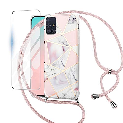 Kaply Handykette Hülle Kompatibel mit Samsung Galaxy A51 Marmor Glitzer Silikon TPU Schutzhülle mit Kordel und Ringhalter Roségold Kaply Handykette Hülle Kompatibel mit Samsung Galaxy A51 Marmor Glitzer Silikon TPU Schutzhülle mit Kordel und Ringhalter Roségold von Kaply